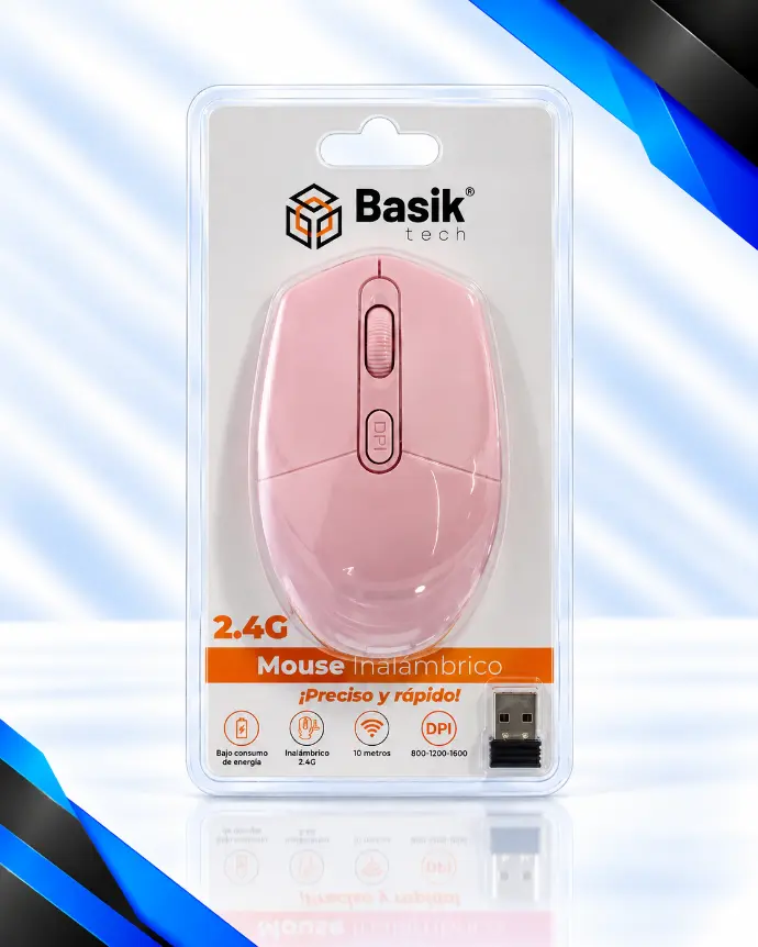 MOUSE INALAMBRICO BASIK ROSADO 80266